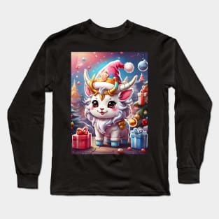 Cute Christmas Reindeer with Gifts and Ornaments Long Sleeve T-Shirt